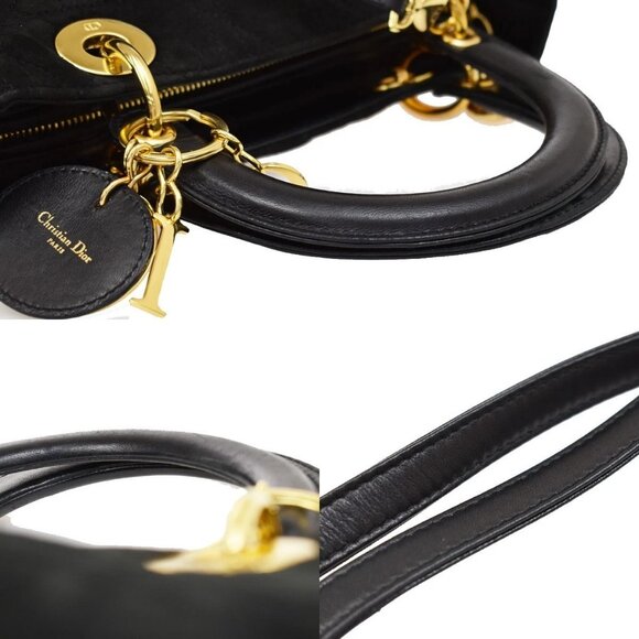 CHRISTIAN DIOR Lady Cannage 2Way Shoulder Hand Bag Suede Leather Black 43KB146 - Picture 8 of 15